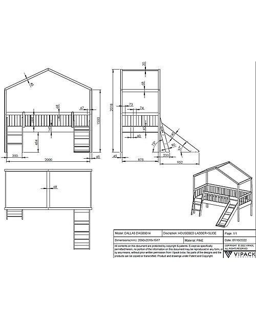 VIPACK LETTO DALLAS BIANCO RIALZATO